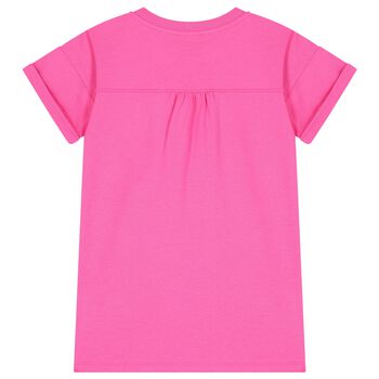 Girls Pink Teddy Bear Logo Dress