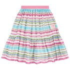 Girls Multi-Coloured Striped Skirt, 1, hi-res