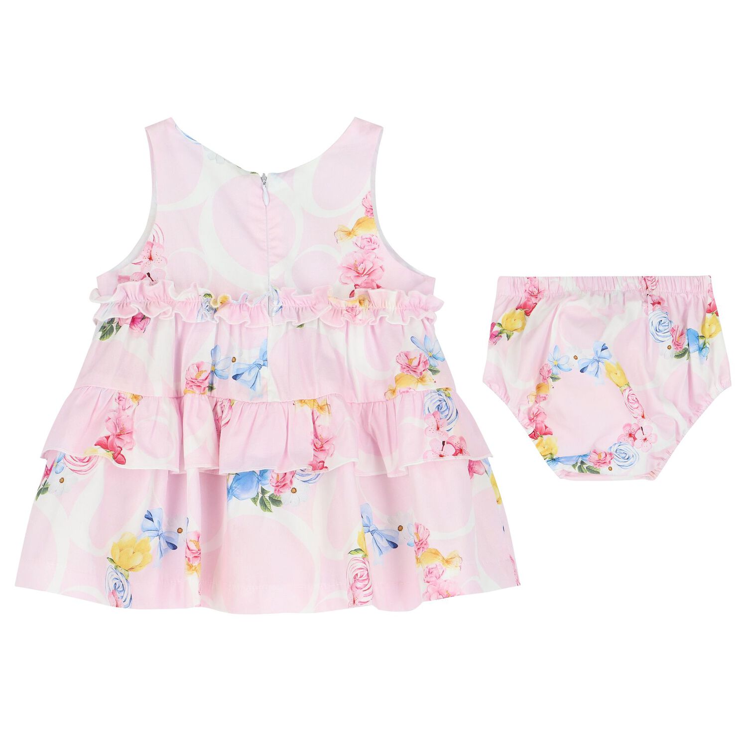 Baby Girls Pink Ruffled Floral Dress Set, 1, hi-res image number null
