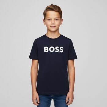 Boys Navy Blue Logo T-Shirt