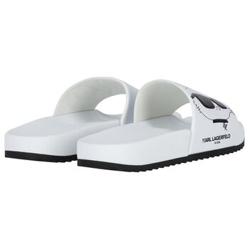 Girls White Choupette Sliders