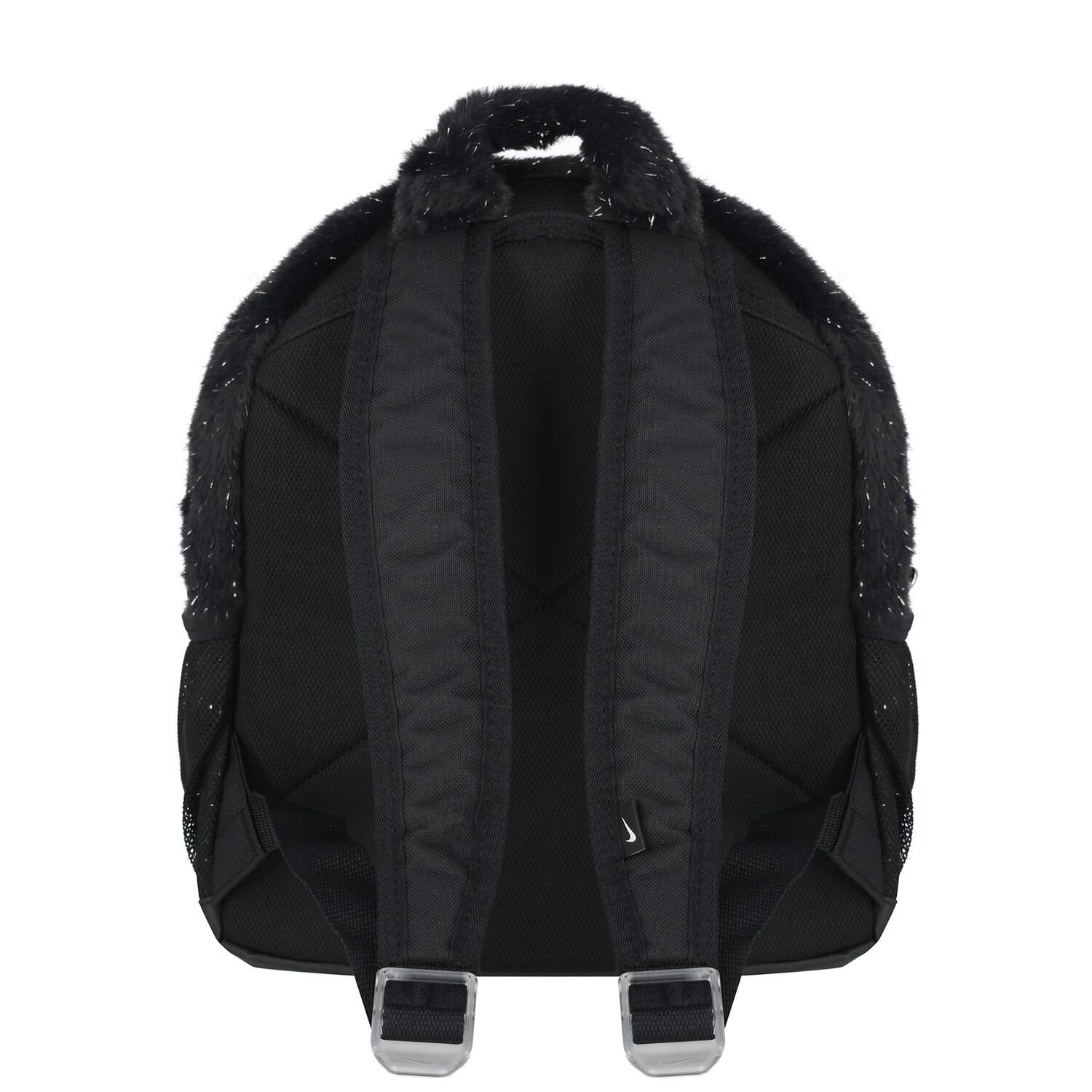 Girls Black Logo Faux Fur Backpack, 1, hi-res