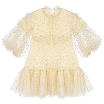 Girls Gold Tulle Dress
