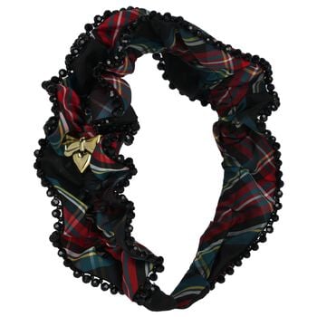 Girls Green & Red Tartan Lavinia Beaded Headband