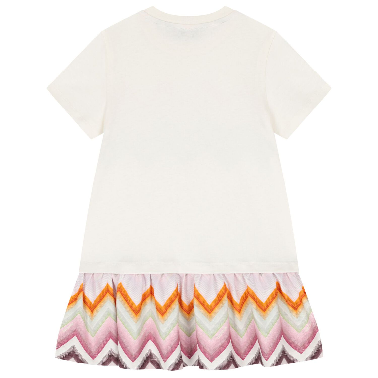Girls Ivory & Pink Zig Zag Logo Dress, 1, hi-res