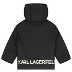 Boys Beige & Black Logo Reversible Puffer Jacket, 1, hi-res