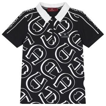 Aigner Boys Black Logo Polo Shirt, 2 Boys Black Logo Polo Shirt