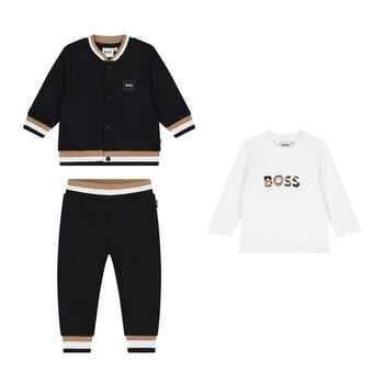 Baby Boys Black & White Logo Tracksuit Gift Set