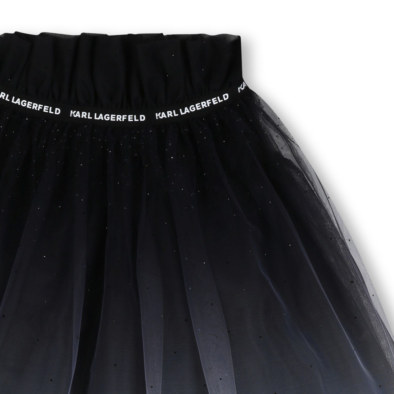 Girls Black Logo Tulle Skirt, 1, hi-res