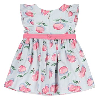 Younger Girls Blue & Pink Cherry Dress