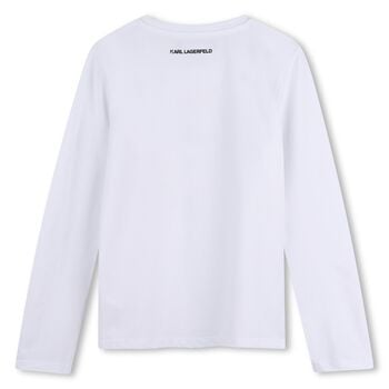 Girls Mini Me White Choupette Long Sleeve Top