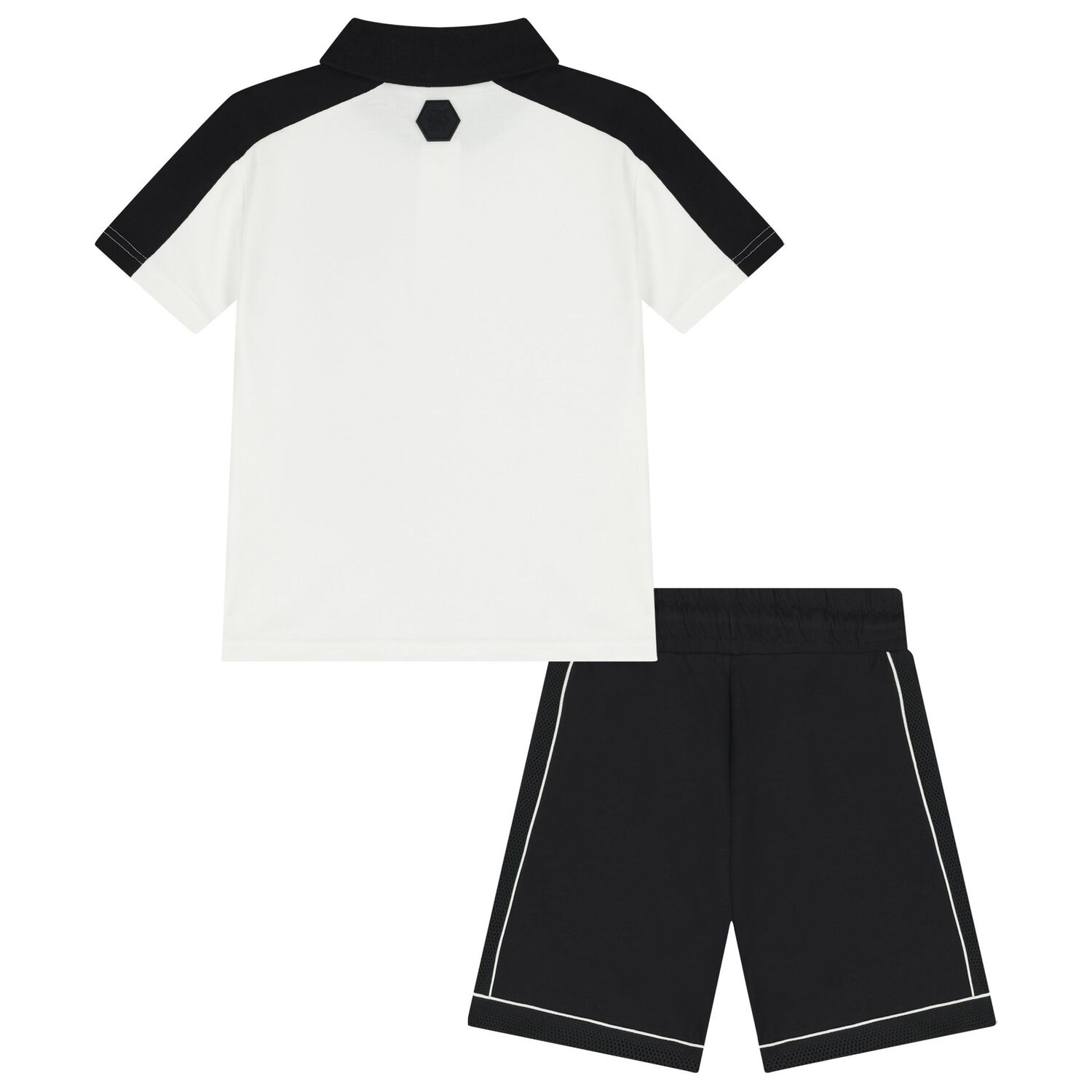Boys White & Black Shorts Set, 1, hi-res