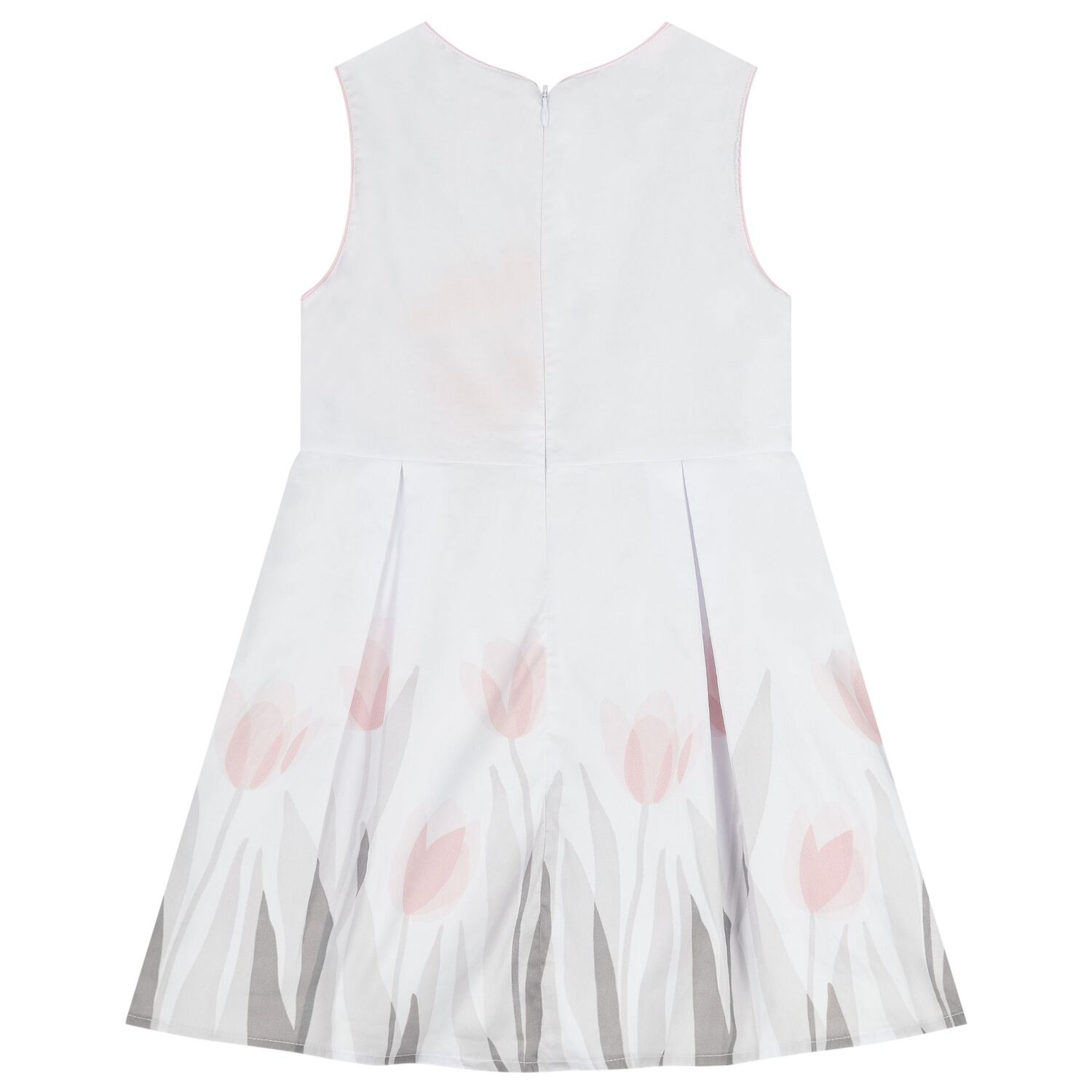 Girls White Floral Dress, 1, hi-res