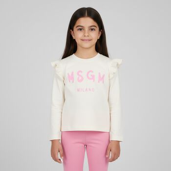 Younger Girls Ivory & Pink Leggings Set