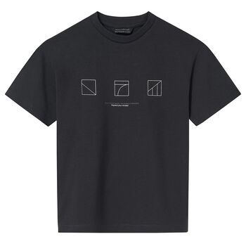 Boys Grey Cotton Logo T-Shirt