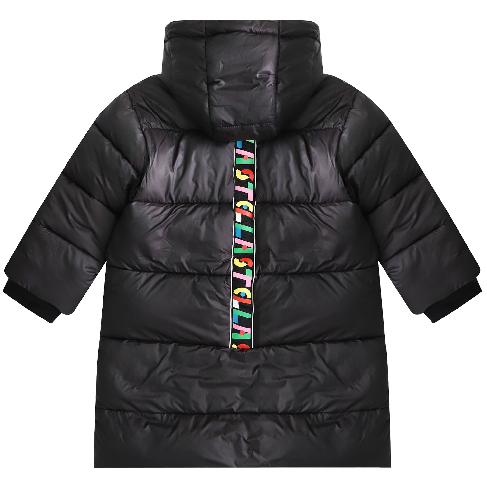 Stella McCartney Girls Black Logo Puffer Coat | Junior
