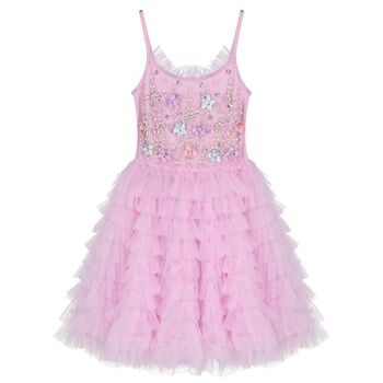 Girls Purple Embellished Tulle Dress