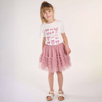 Girls Ivory Logo Bow T-Shirt