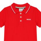 Younger Boys Red Logo Polo Shirt, 5, hi-res