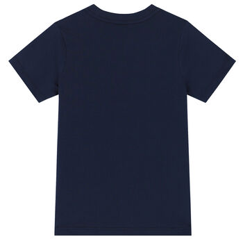 Boys Navy Cotton Logo T-Shirt