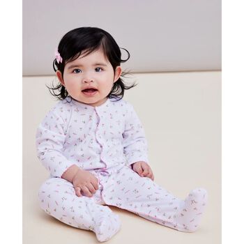 Baby Girls White & Pink Roses Babygrow Gift Set