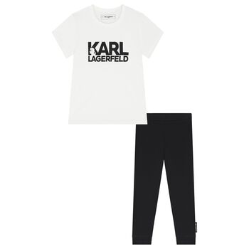 Boys White & Black Joggers Set
