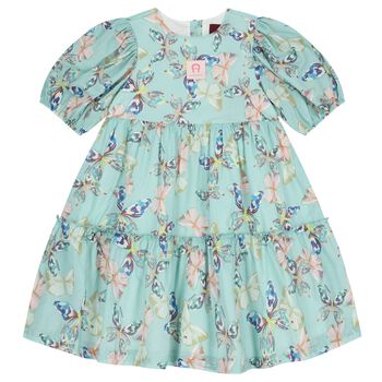 Girls Blue Butterflies Logo Dress 