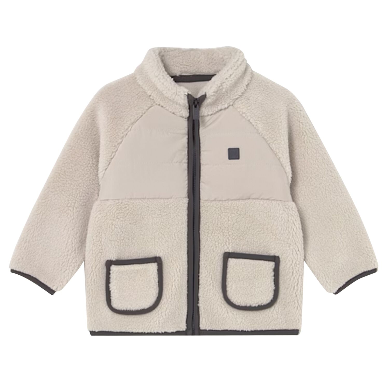 Younger Boys Ivory Sherpa Jacket, 1, hi-res image number null