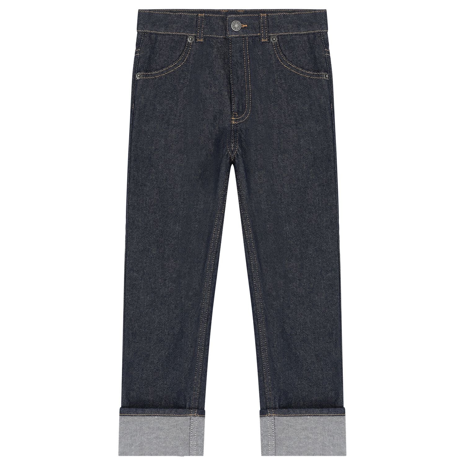 Boys Navy Blue Web Striped Denim Jeans, 1, hi-res