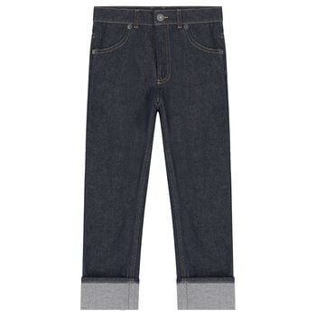 Boys Navy Blue Web Striped Denim Jeans