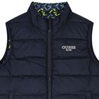 Boys Navy Blue Logo Reversible Gilet, 1, hi-res