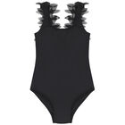 Girls Black Petal Swimsuit, 1, hi-res