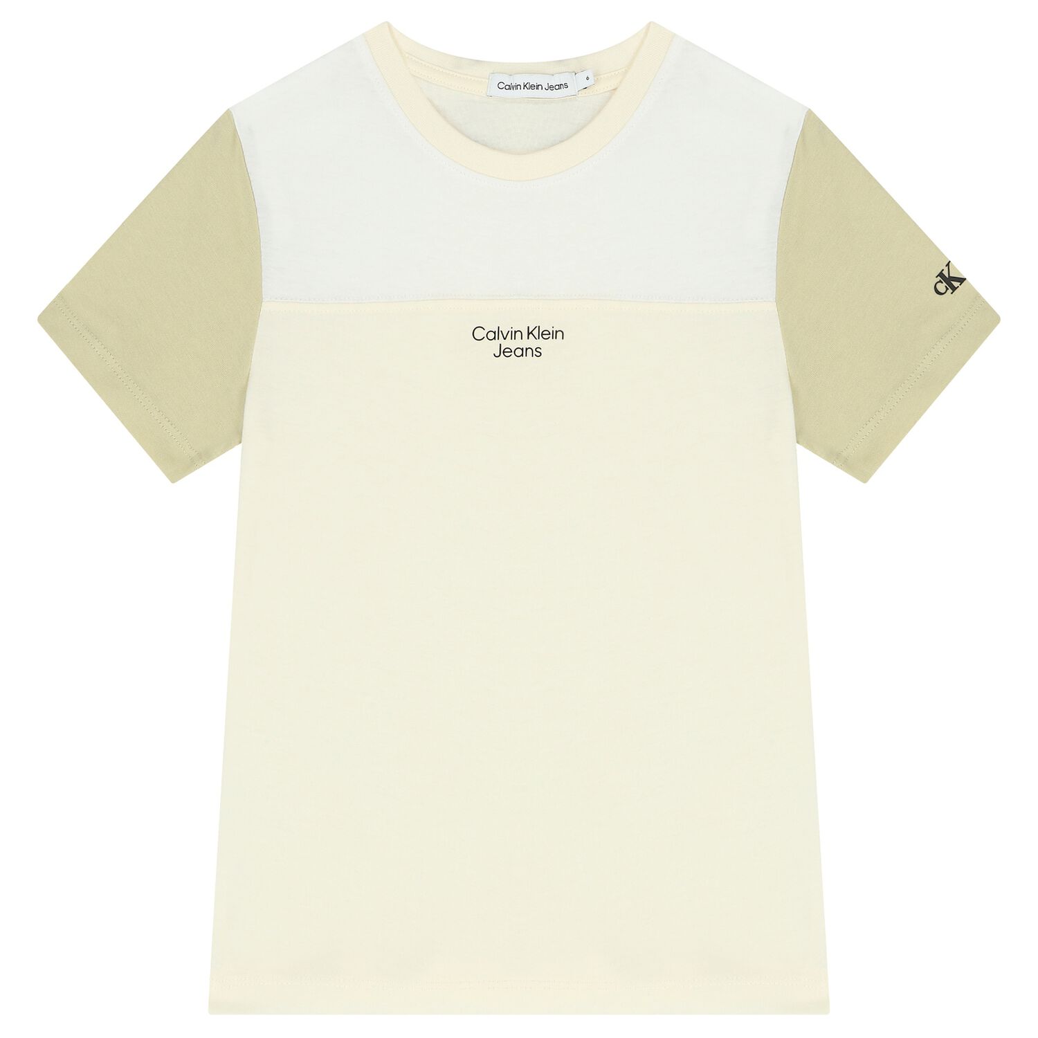 Boys White & Beige Logo T-Shirt, 2, hi-res image number null
