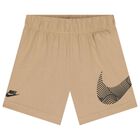 Boys White & Beige Logo Shorts Set, 1, hi-res