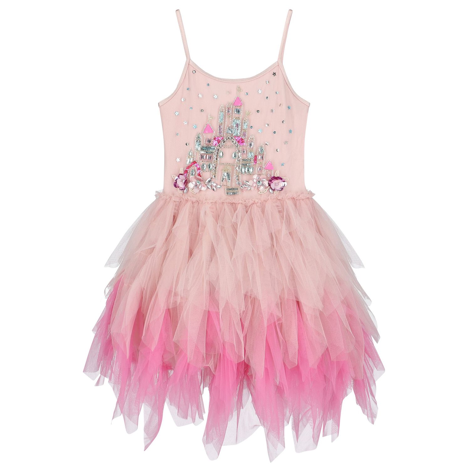 Girls Pink Tulle Castle Dress, 1, hi-res image number null