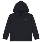 Boys Black Logo Hooded Top, 1, hi-res