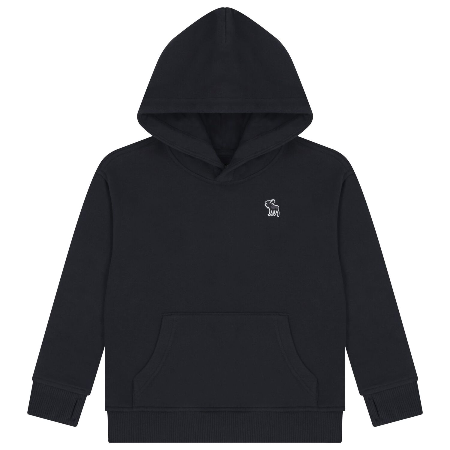 Boys Black Logo Hooded Top, 1, hi-res