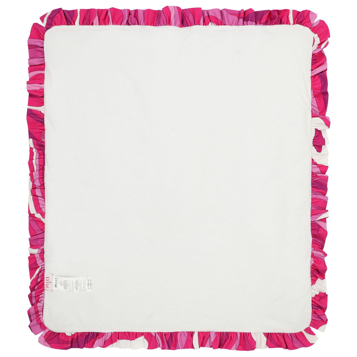 Baby Girls White & Purple Ruffled Iride Blanket, 1, hi-res