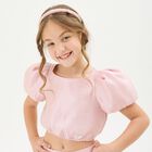 Girls Pink Logo Pearl Headband, 2, hi-res
