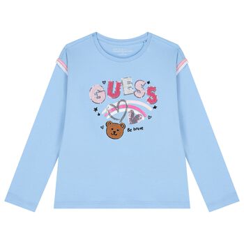 Girls Blue Logo Long Sleeve Top