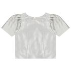 Girls Silver Metallic Bow Skirt Set, 1, hi-res
