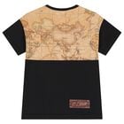 Boys Black & Beige Geo Map Logo T-Shirt, 2, hi-res