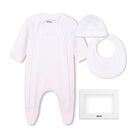 Baby Girls White & Pink Logo Babygrow Gift Set, 1, hi-res
