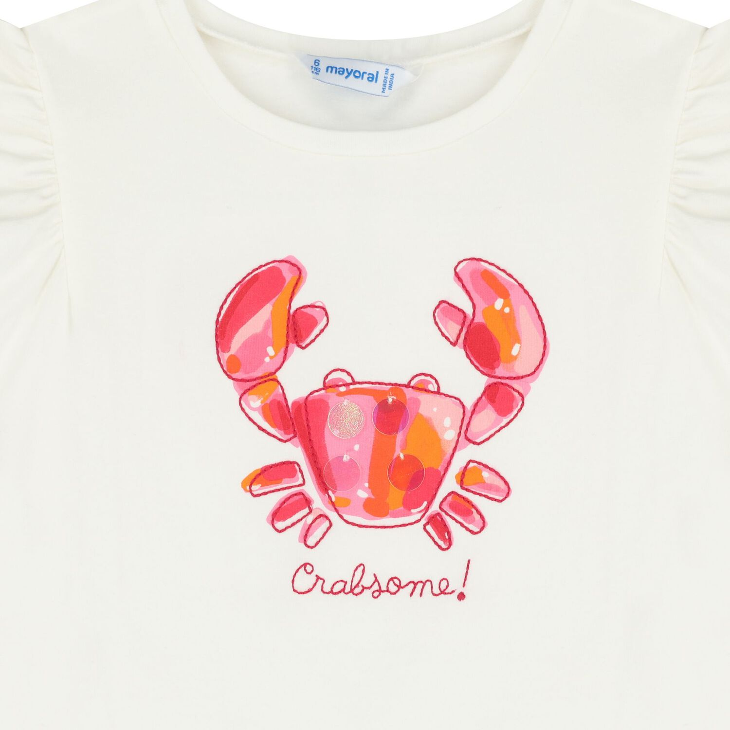 Girls Ivory Crab T-Shirt, 5, hi-res