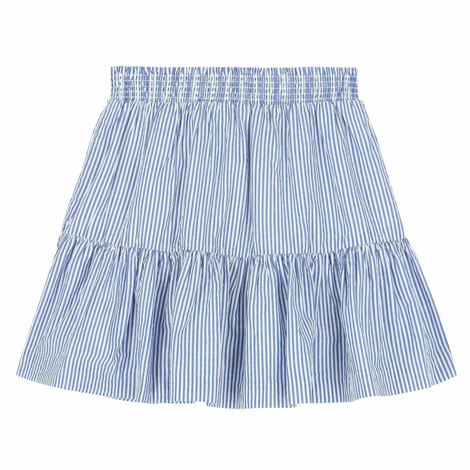 Girls White & Blue Striped Skirt, 2, hi-res