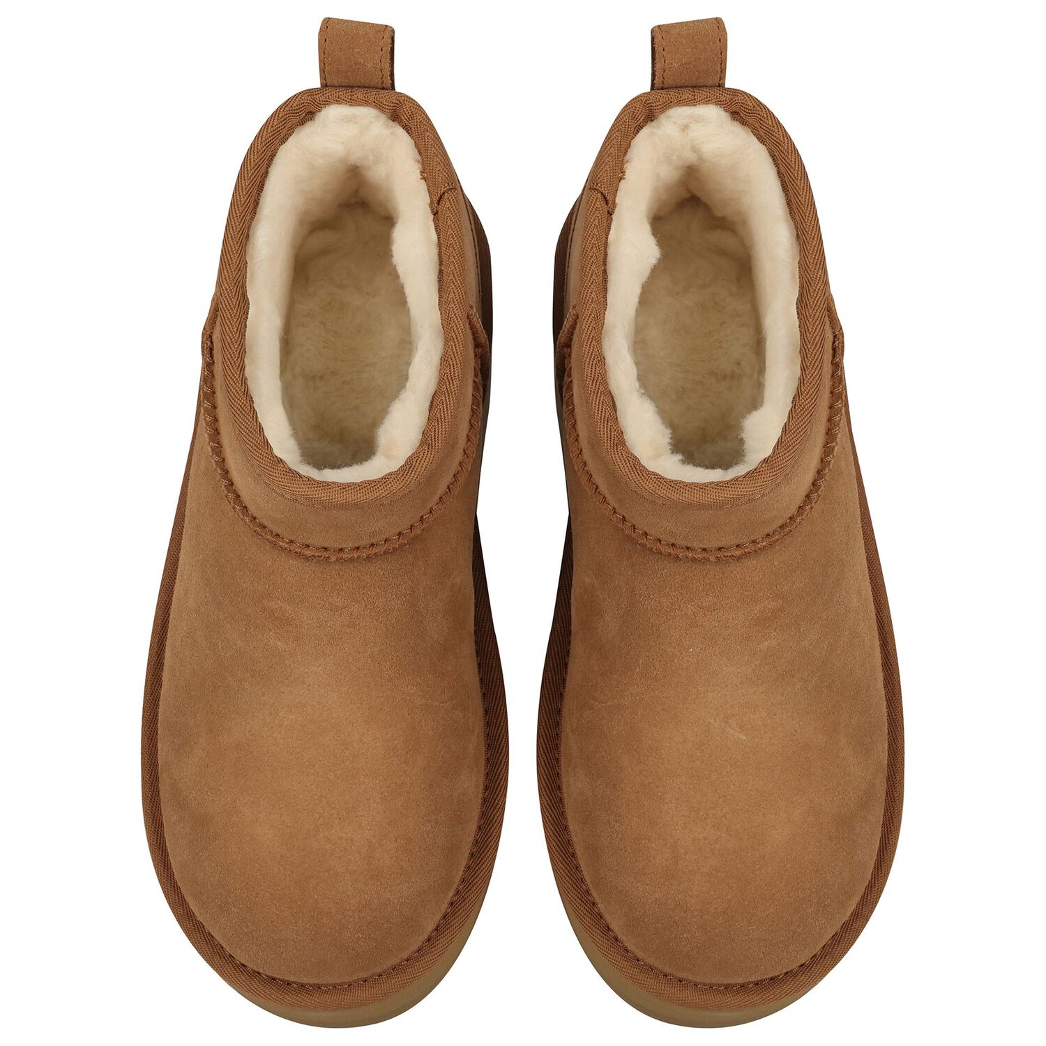 بوت بناتى من الجلد كلاسيكى قصير باللون الكستنائى, 2, hi-res