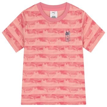 Girls Pink Striped Dollhouse T-Shirt