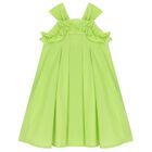Girls Green Ruffled Dress, 1, hi-res