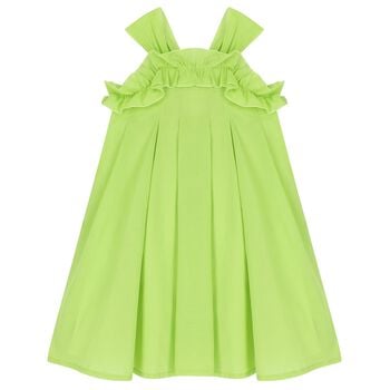Girls Green Ruffled Dress