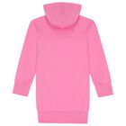 Girls Pink Logo Hooded Dress, 1, hi-res